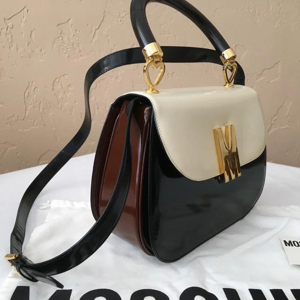 ❤️MOSCHINO❤️ Redwall Tricolor Polished Leather Bag - Picture 6 of 16